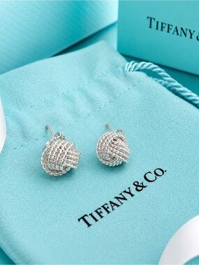 Rare Tiffany & Co. Somerset Twist Knot Earrings in Sterling Silver 925 Retired